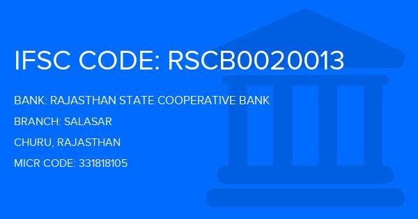 Rajasthan State Cooperative Bank Salasar Branch IFSC Code