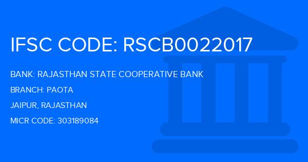 Rajasthan State Cooperative Bank Paota Branch IFSC Code