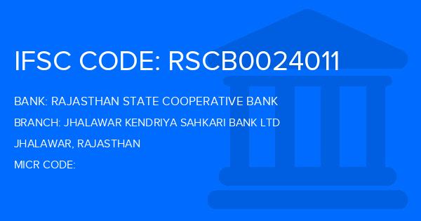 Rajasthan State Cooperative Bank Jhalawar Kendriya Sahkari Bank Ltd Branch IFSC Code