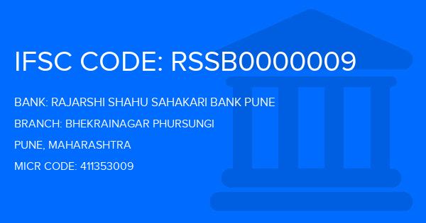 Rajarshi Shahu Sahakari Bank Pune Bhekrainagar Phursungi Branch IFSC Code