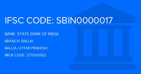 State Bank Of India (SBI) Ballia Branch IFSC Code