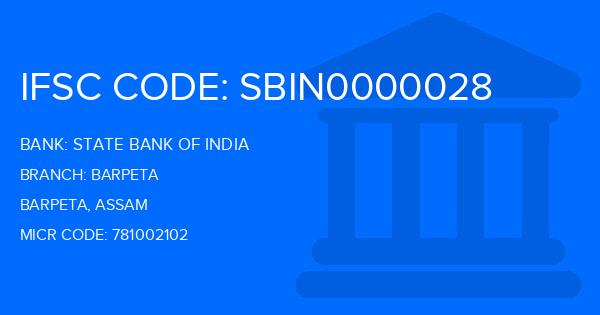 State Bank Of India (SBI) Barpeta Branch IFSC Code