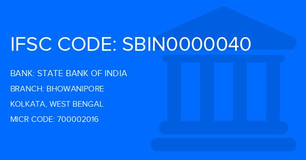 State Bank Of India (SBI) Bhowanipore Branch IFSC Code
