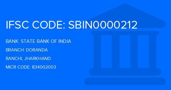 State Bank Of India (SBI) Doranda Branch IFSC Code