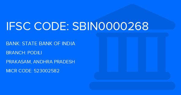 State Bank Of India (SBI) Podili Branch IFSC Code