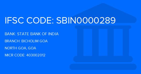 State Bank Of India (SBI) Bicholim Goa Branch IFSC Code