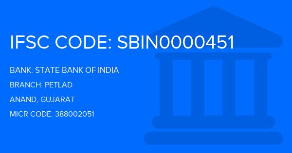 State Bank Of India (SBI) Petlad Branch IFSC Code