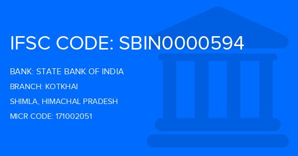 State Bank Of India (SBI) Kotkhai Branch IFSC Code