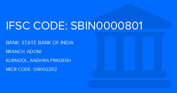 State Bank Of India (SBI) Adoni Branch IFSC Code