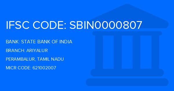 State Bank Of India (SBI) Ariyalur Branch IFSC Code