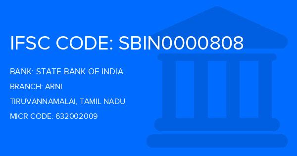 State Bank Of India (SBI) Arni Branch IFSC Code