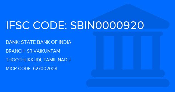 State Bank Of India (SBI) Srivaikuntam Branch IFSC Code