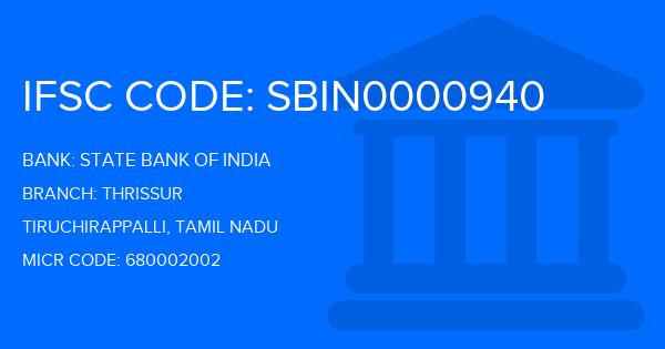 State Bank Of India (SBI) Thrissur Branch IFSC Code