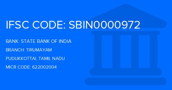 State Bank Of India (SBI) Tirumayam Branch IFSC Code
