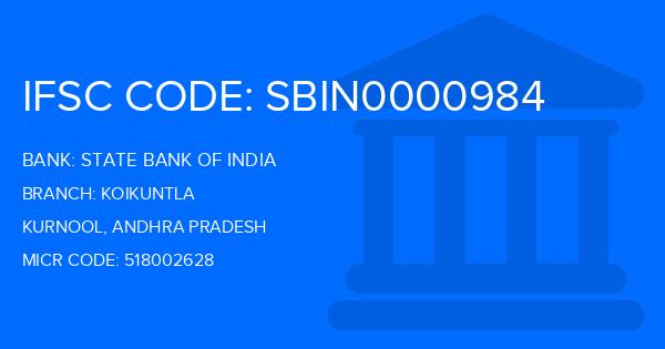 State Bank Of India (SBI) Koikuntla Branch IFSC Code