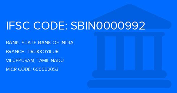 State Bank Of India (SBI) Tirukkoyilur Branch IFSC Code