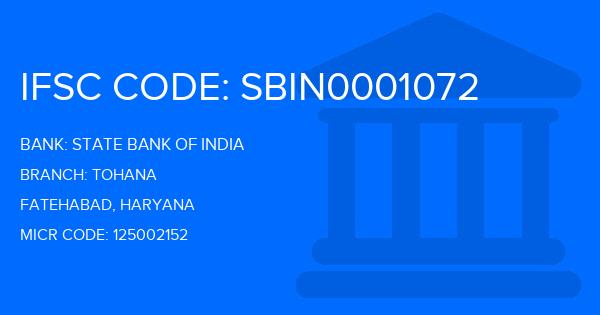 State Bank Of India (SBI) Tohana Branch IFSC Code