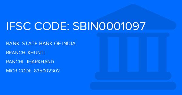 State Bank Of India (SBI) Khunti Branch IFSC Code