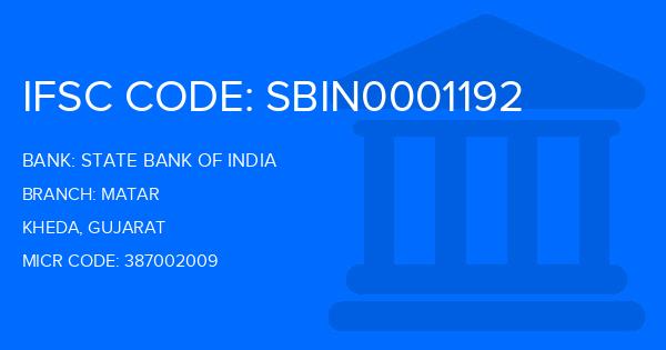 State Bank Of India (SBI) Matar Branch IFSC Code