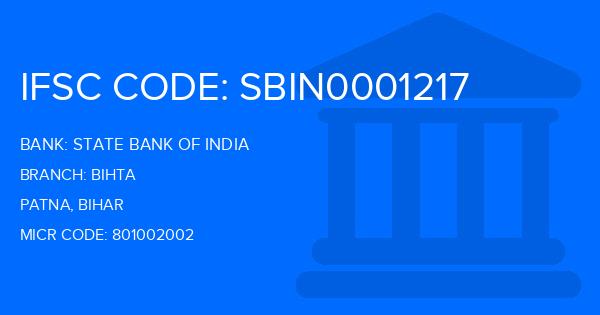State Bank Of India (SBI) Bihta Branch IFSC Code