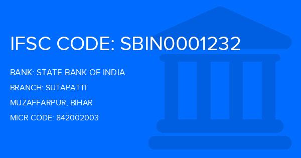 State Bank Of India (SBI) Sutapatti Branch IFSC Code