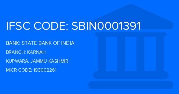 State Bank Of India (SBI) Karnah Branch IFSC Code