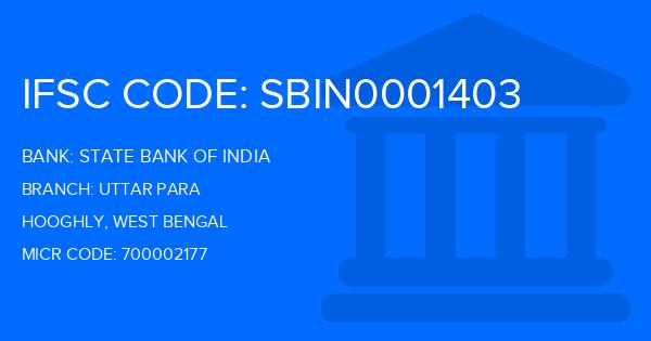 State Bank Of India (SBI) Uttar Para Branch IFSC Code