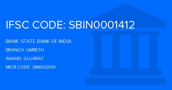 State Bank Of India (SBI) Umreth Branch IFSC Code