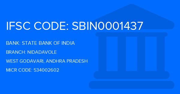 State Bank Of India (SBI) Nidadavole Branch IFSC Code