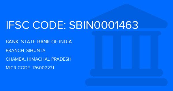 State Bank Of India (SBI) Sihunta Branch IFSC Code