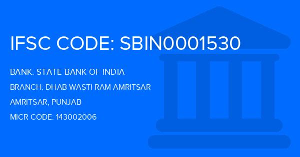 State Bank Of India (SBI) Dhab Wasti Ram Amritsar Branch IFSC Code