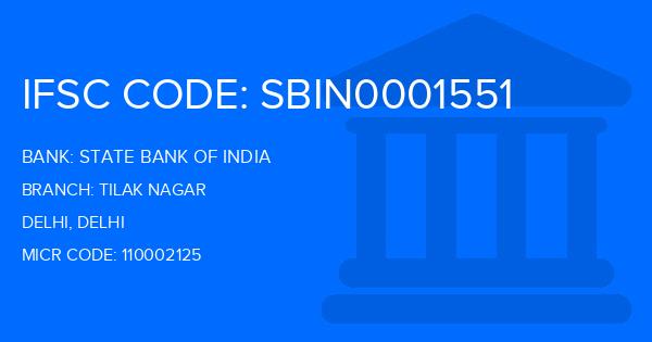State Bank Of India (SBI) Tilak Nagar Branch IFSC Code