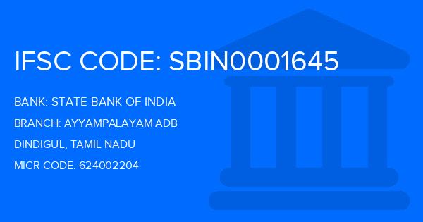 State Bank Of India (SBI) Ayyampalayam Adb Branch IFSC Code