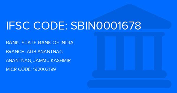 State Bank Of India (SBI) Adb Anantnag Branch IFSC Code