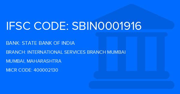 State Bank Of India (SBI) International Services Branch Mumbai Branch IFSC Code