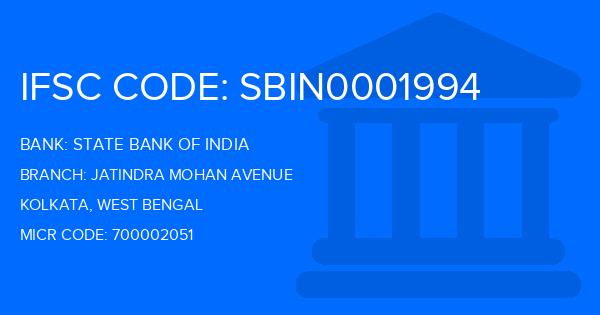 State Bank Of India (SBI) Jatindra Mohan Avenue Branch IFSC Code