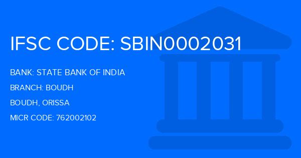 State Bank Of India (SBI) Boudh Branch IFSC Code