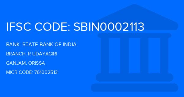 State Bank Of India (SBI) R Udayagiri Branch IFSC Code