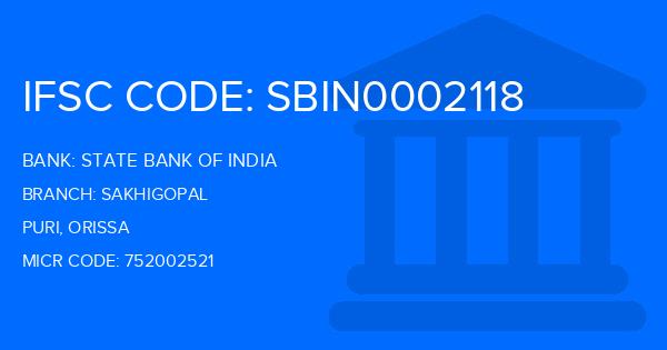 State Bank Of India (SBI) Sakhigopal Branch IFSC Code