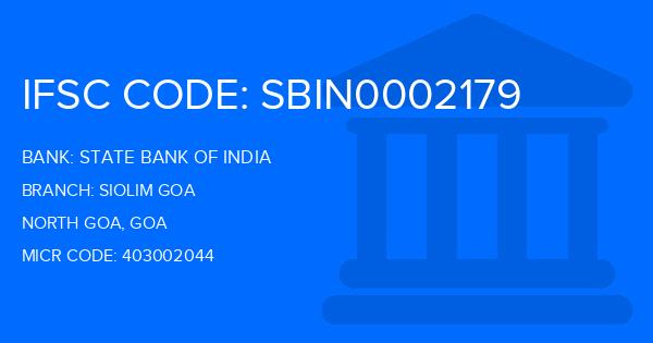 State Bank Of India (SBI) Siolim Goa Branch IFSC Code