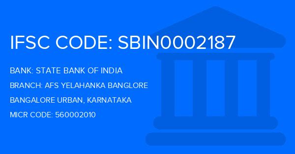 State Bank Of India (SBI) Afs Yelahanka Banglore Branch IFSC Code