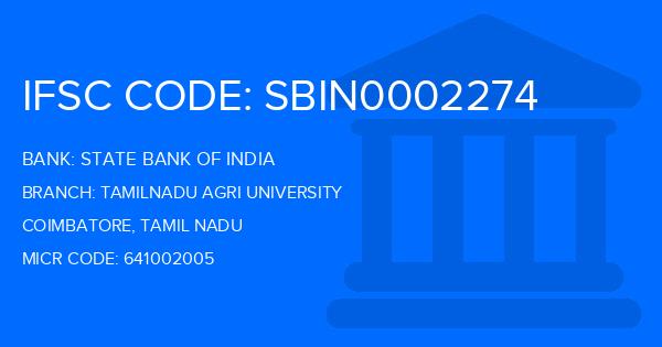 State Bank Of India (SBI) Tamilnadu Agri University Branch IFSC Code