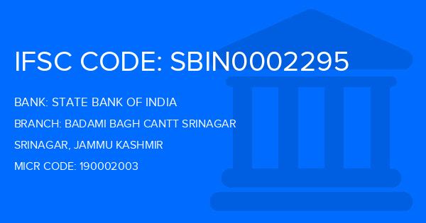 State Bank Of India (SBI) Badami Bagh Cantt Srinagar Branch IFSC Code