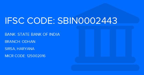 State Bank Of India (SBI) Odhan Branch IFSC Code