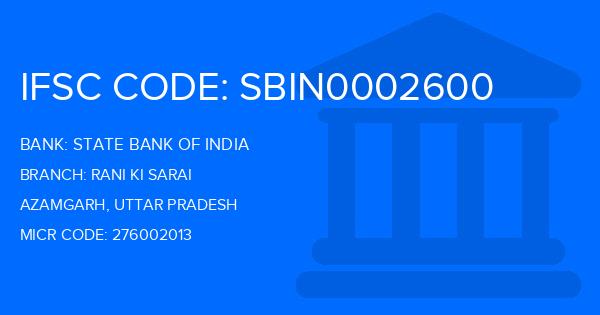State Bank Of India (SBI) Rani Ki Sarai Branch IFSC Code
