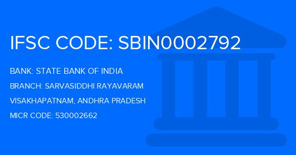 State Bank Of India (SBI) Sarvasiddhi Rayavaram Branch IFSC Code