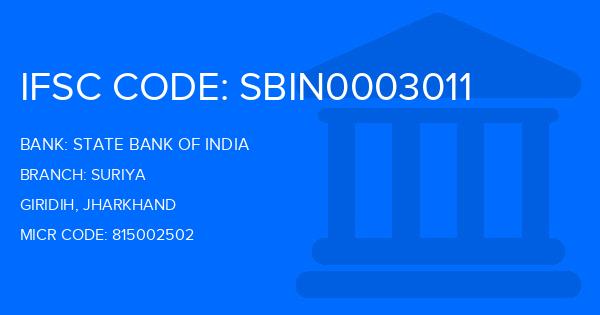 State Bank Of India (SBI) Suriya Branch IFSC Code