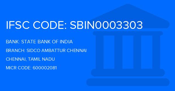 State Bank Of India (SBI) Sidco Ambattur Chennai Branch IFSC Code