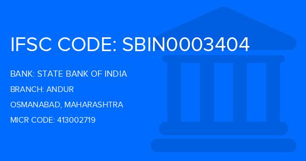 State Bank Of India (SBI) Andur Branch IFSC Code