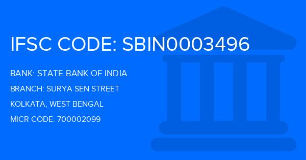 State Bank Of India (SBI) Surya Sen Street Branch IFSC Code